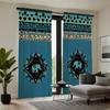 2pcs HD Thai Plaid Elephant Decorative Curtain Blue Tie Digital Printed Curtain Home Decoration Style Decoration Living Room