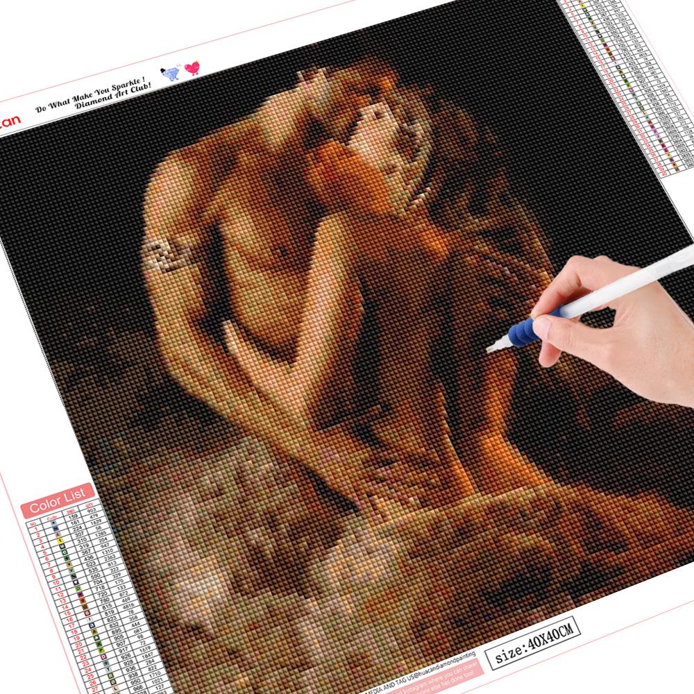 5D DIY Diamond Painting Lovers Kiss Canvas Diamond Embroidery People Picture Mosaic Cross Stitch Art