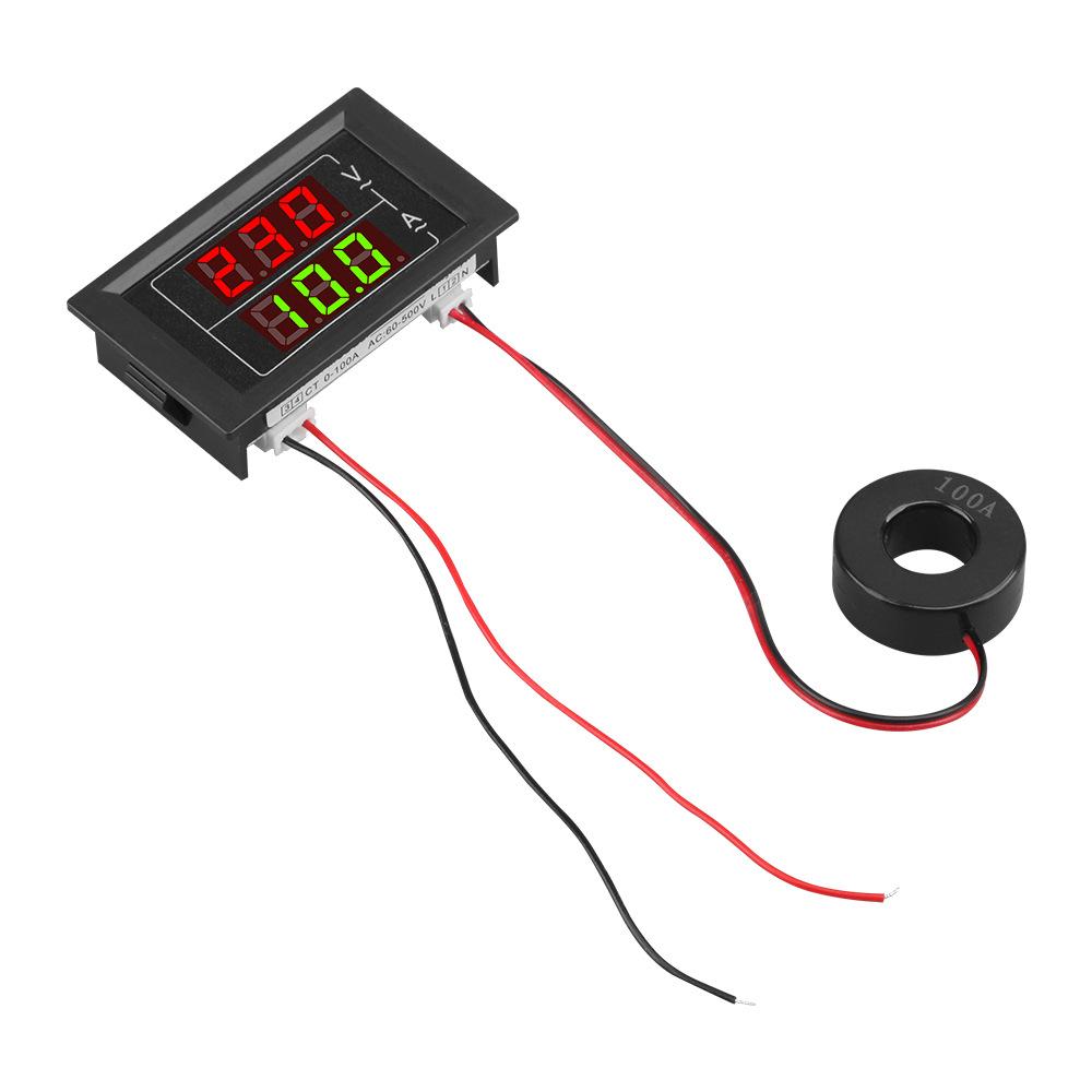 D85-5035VA Small Dual Display Single Phase AC Voltage Meter Ammeter Digital Display Board Meter AC60-500V 100A