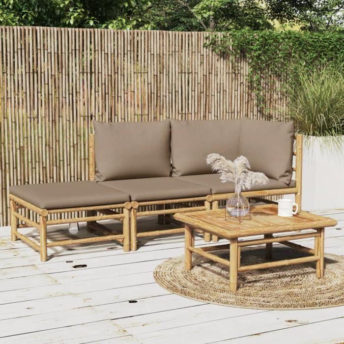 VidaXL Garden Lounge Set 3 Pcs with Taupe Cushions Bamboo 3155140