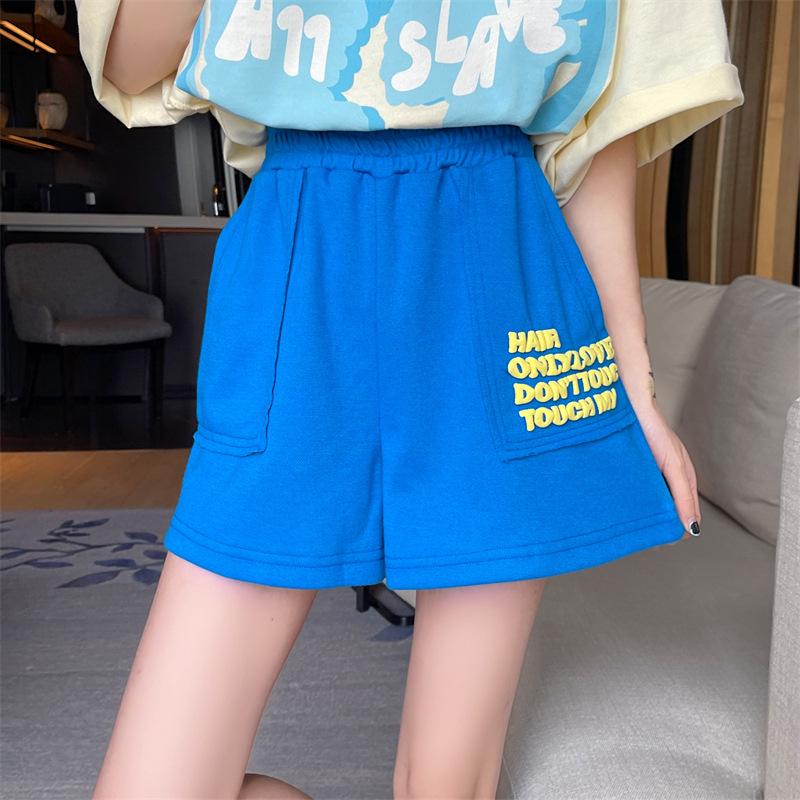 Women's Summer A-Line Wide-Leg Elastic Waist Shorts with Bright Pockets