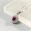 Heart Ruby Pendant Necklace with Natural Red Gemstone 925 Sterling Silver for Women Romantic Anniversary Jewelry