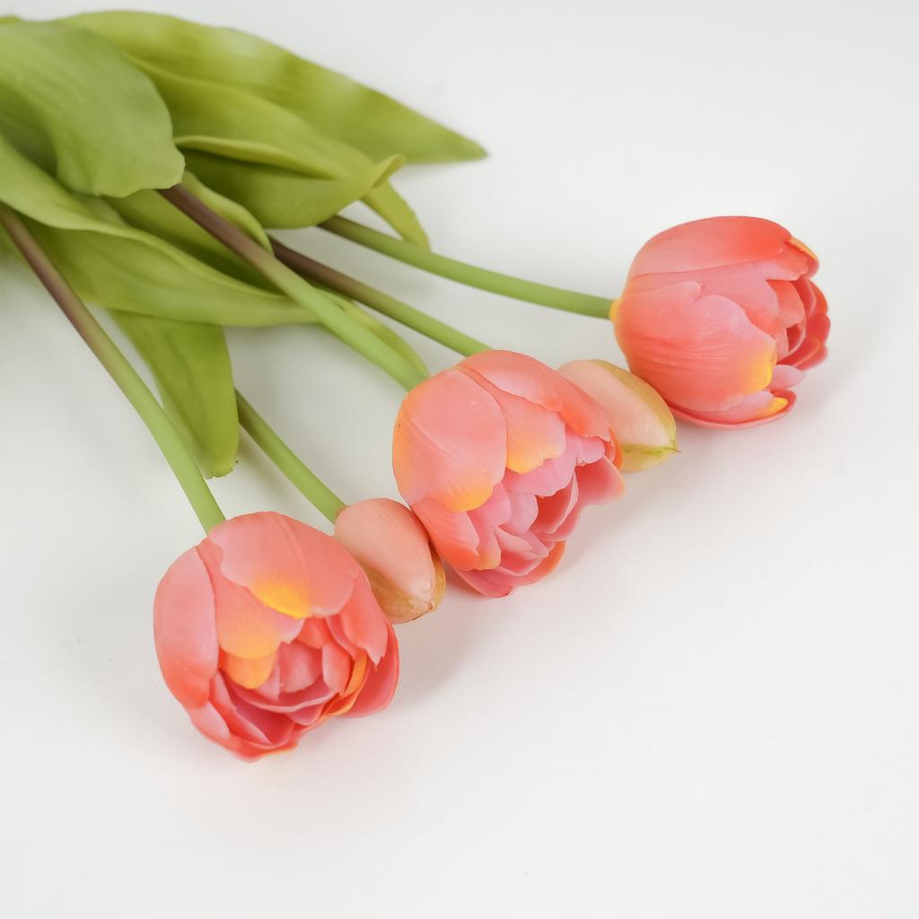 Soft Rubber 5-Head Double Tulip, Home Light Luxury High-End Decorative Tulip Simulation Flower