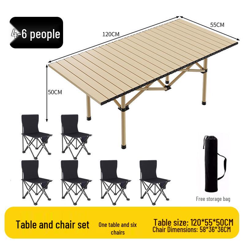 Outdoor Portable Folding Table & Chairs Set - Lightweight Roll-Up Table with Camping Seats