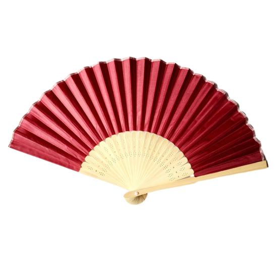 Chinese Style Silk Folding Fan Bamboo Ribs Decorative Handheld Fan Portable Summer Cooling Fan