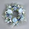 20" Blumenkranz für Haustür Künstlicher Blauer Rosenblumenkranz Seidengirlande für Fenster Wand Hochzeitsparty Winter