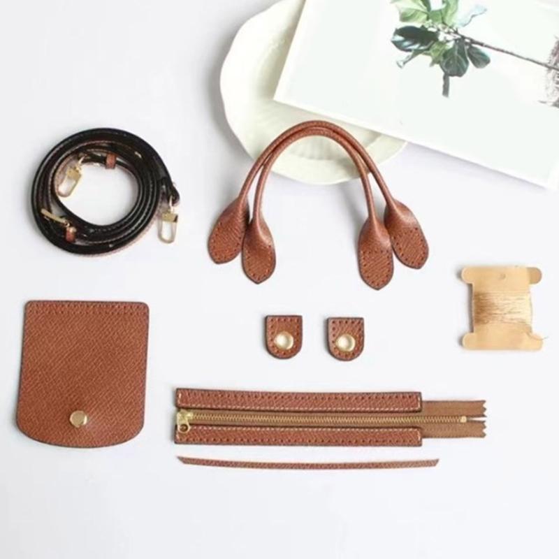 DIY PU-Leder-Taschen-Strickset Leder-Tasche Schultergurt/Taschen-Schnappverschluss/Klappenabdeckung für Häkel-Handtasche Umhängetasche