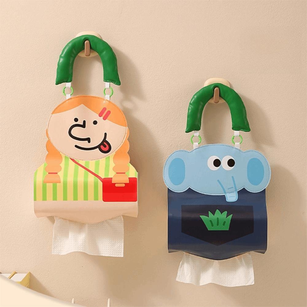 Top Handle Hanging Napkin Dispenser Cartoon Design Wall Hanging Tissue Holder  Space Saving