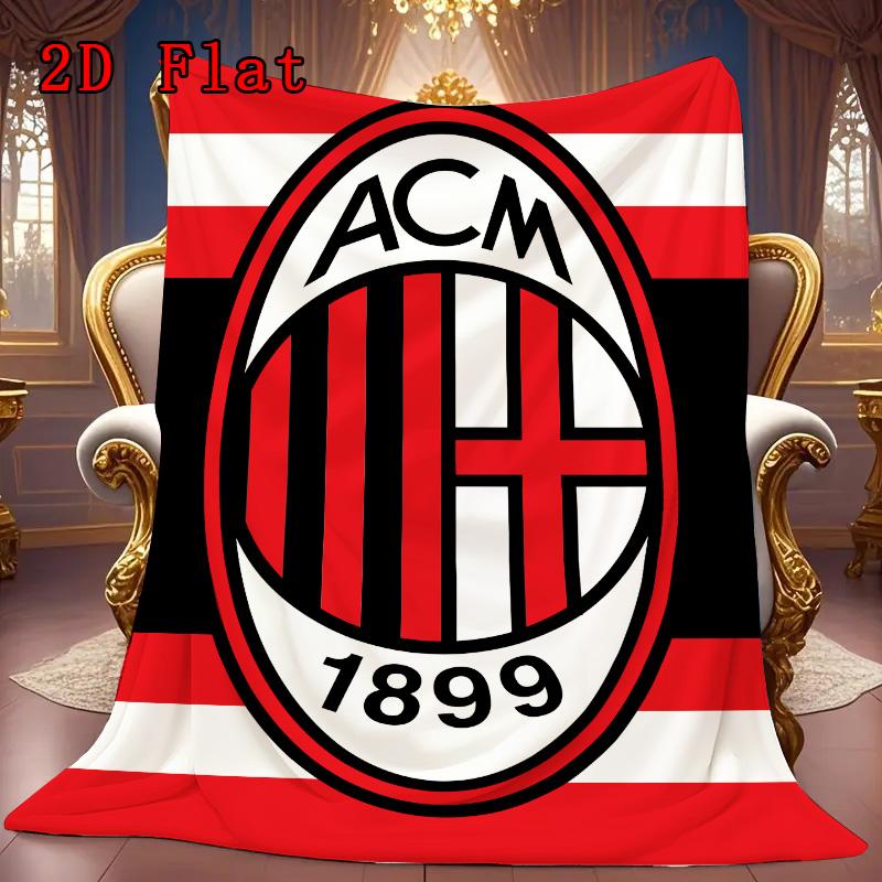 AC Milan 2D Flat Pattern Flannel Blanket High Quality All Seasons Warmth and Comfort Perfect for Christmas Gifts.