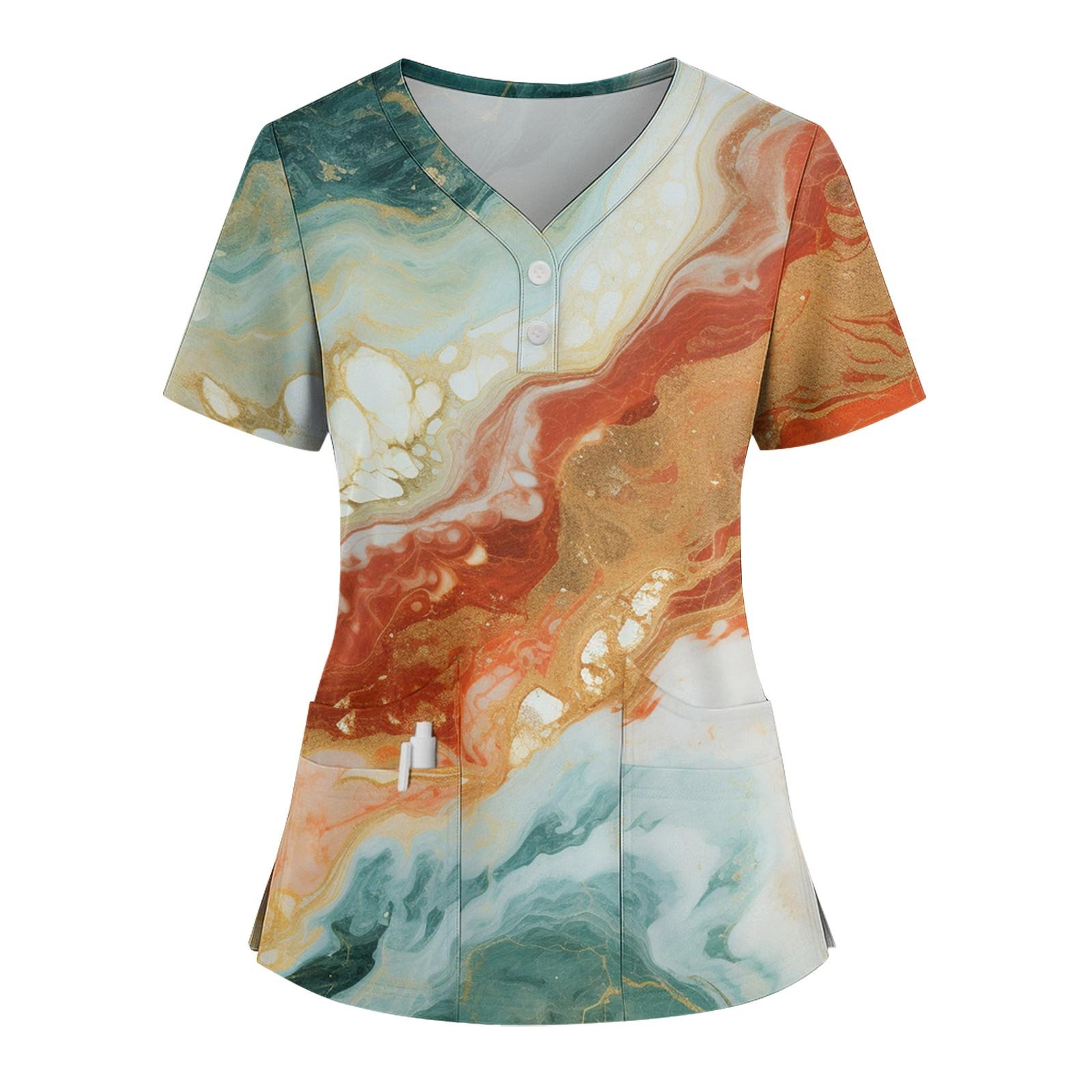 

Женская свободная футболка с коротким рукавом, модным геометрическим принтом, V-образным вырезом, застегивающаяся на пуговицы, с боковым разрезом XL шафрановый