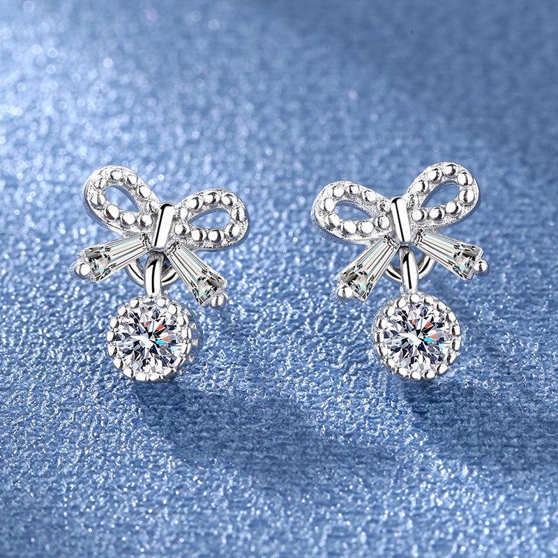 925 Sterling Silver Earrings For Women Round Zircon Earrings Sparkling Party Wedding Jewelry Gift Accessories