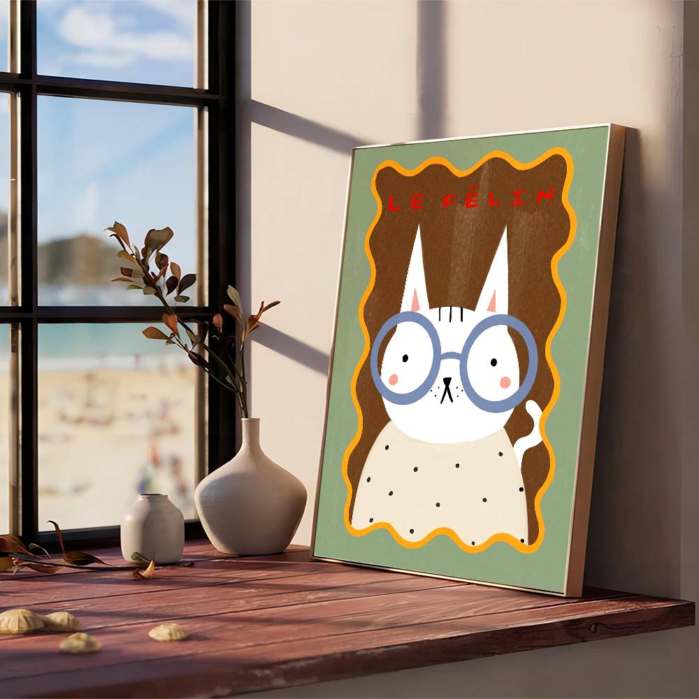 Bohemian Sun Moon Animal Cartoon Illustration Classic Vintage Posters Whitepaper Prints Posters Artwork Kawaii Room Decor
