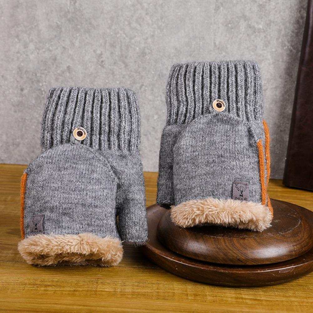 Soft Unisex Anti-cold Mittens Acrylic Fibres Knitted Yarn Flip Mittens Keep Warm