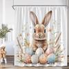 Easter Shower Curtains Watercolour Floral Leaves Butterfly Cute Rabbit Bath Curtain Fabric Home Bathroom Decoration With Hooks