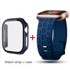 Glass+Case+Strap for Apple Watch Band 45mm 44mm 41mm 40mm Engraved Leopard belt for Apple IWatch Series 10 8 7 6 SE 5 46mm 42mm