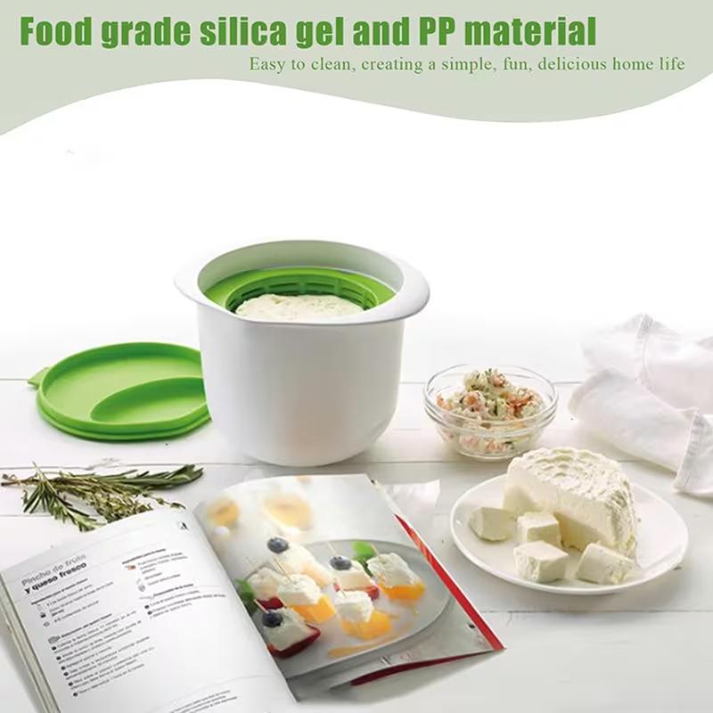 Cheese-Making Kit Includes A Mold Set, A Tofu Press With A Drain Filter, A Microwave Cheese Maker, And Green Cheese Molds