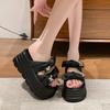 9CM Women's Chunky Slippers Summer High Platform Wedges Shoes Woman Butterfly-Knot Beach Flip Flops Thick Bottom Sandalias Mujer
