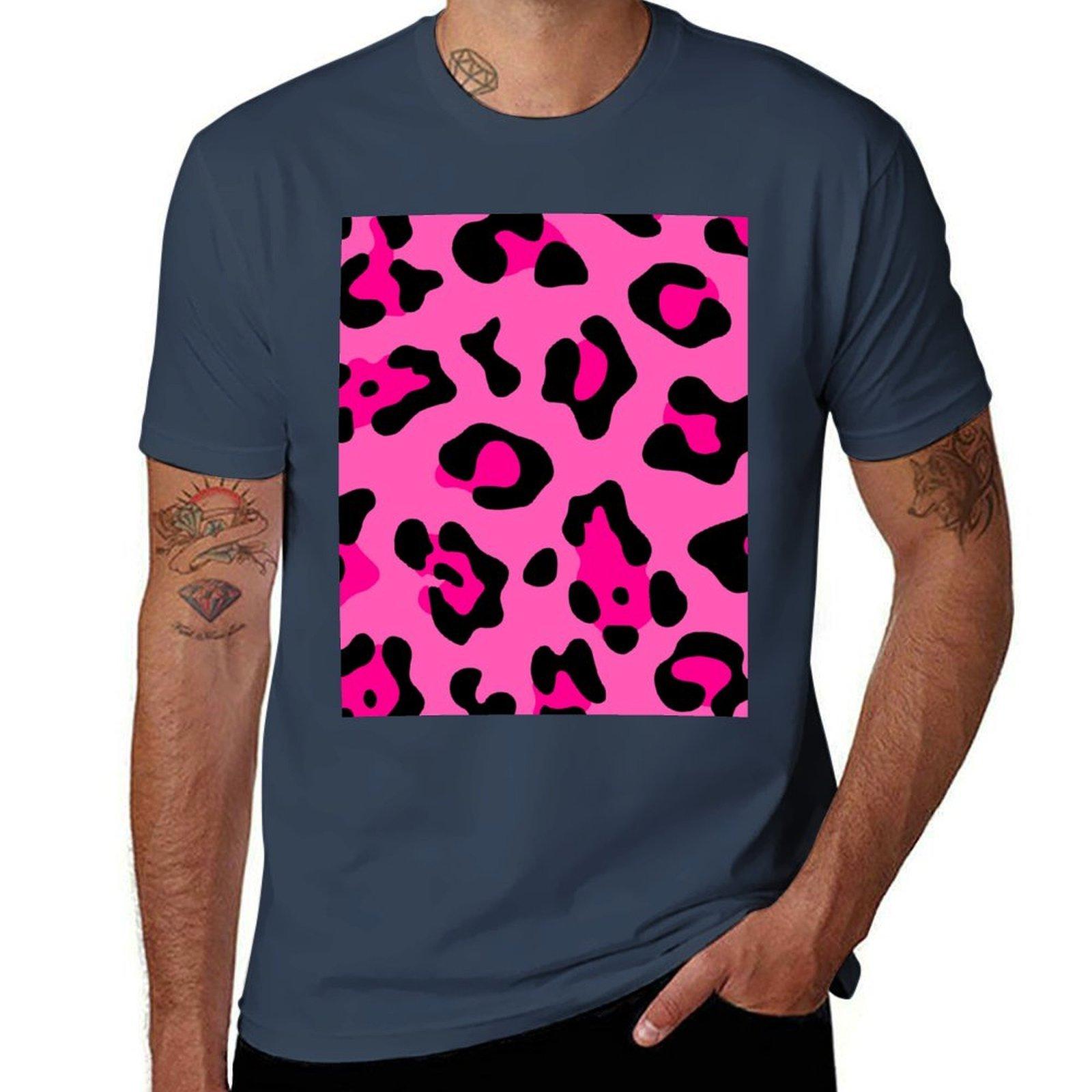 hot pink leopard print animal cheetah pattern TShirt Casual Basic Street Style TShirt S