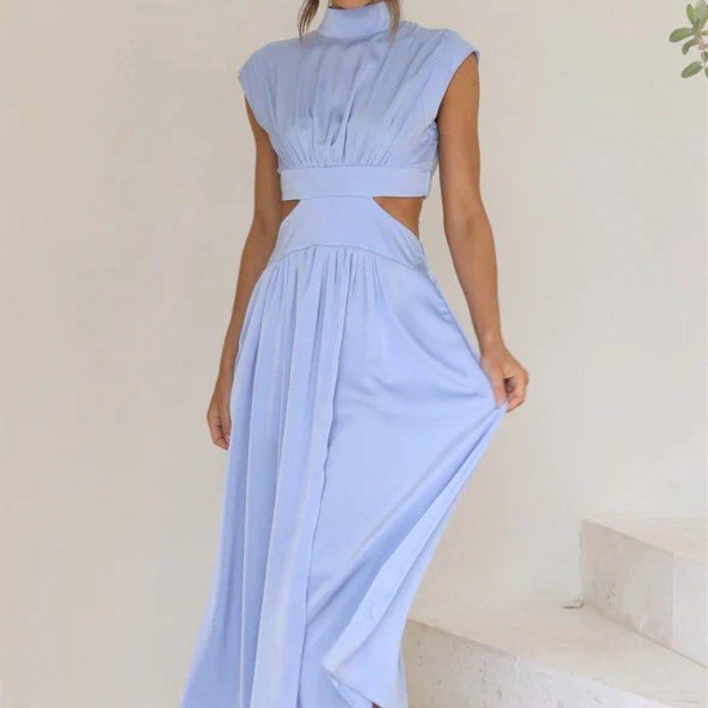 

Women Elegant Maxi Dresses 2023 Summer Fashion Casual Solid Sky XL(XL)