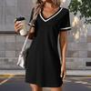 Summer Fashion Women's V Neck Short Sleeve Minimalist Fashion Printed  Dress Sex Short Skirt Dresses