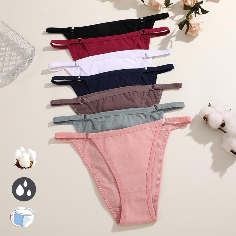 FINETOO 4 Pezzi Mutandine da Donna in Cotone Sexy Anello Metallico in Vita Biancheria Intima Mutandine Traspiranti Lisce Slip Morbidi da Donna Lingerie Comfort