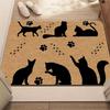 Tapis de porte Silhouette de chat mignon et empreinte de patte - Tapis d'entrée en fibre de coco naturelle pour les amoureux des animaux, Tapis de sol antidérapant pour intérieur/extérieur