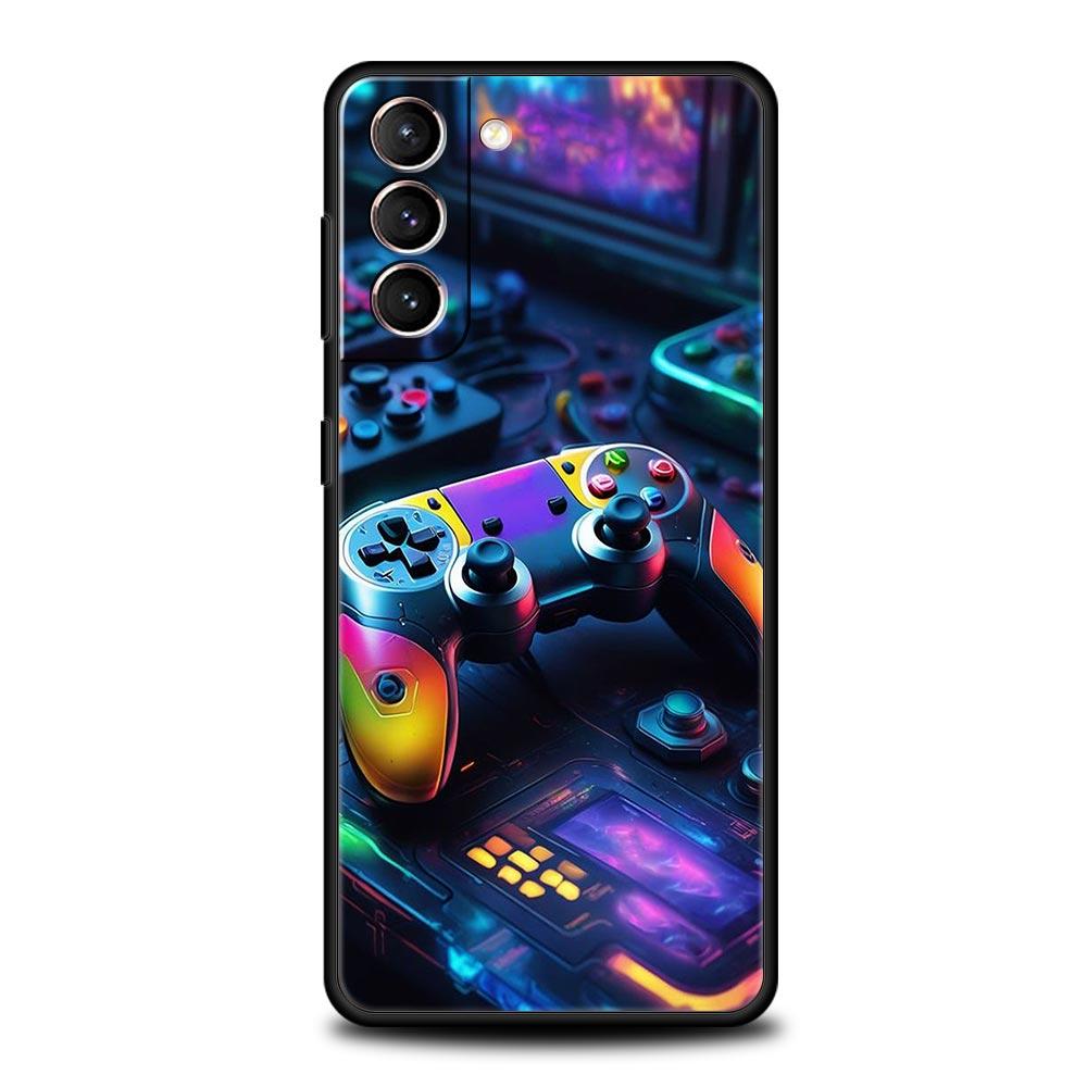Game Controller Graphic Phone Case For Samsung Galaxy S26 Ultra S25 Plus S24 FE S23 S22 5G S21 S20 Cover Black Soft