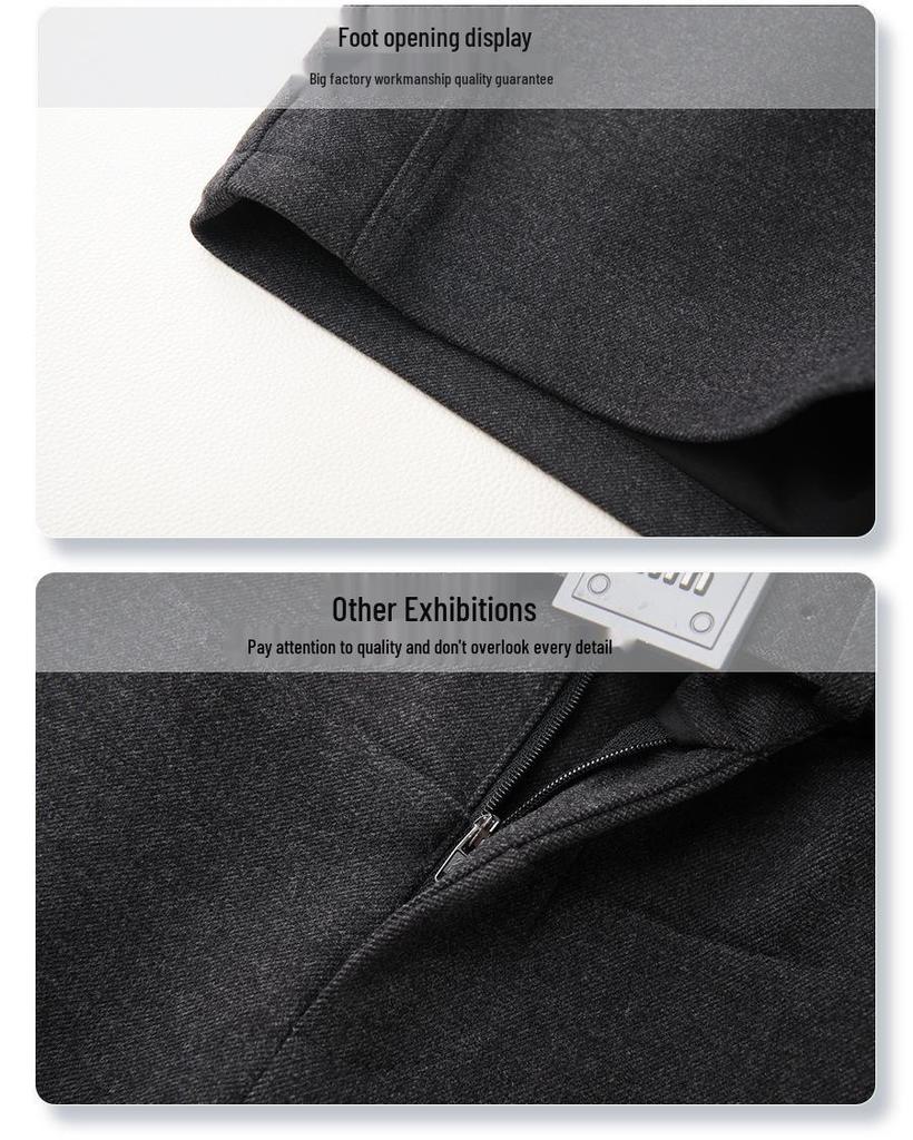 Women's Gray Woolen Straight-Leg Pants & A-Line Booty Shorts - Slimming, Autumn/Winter 2024 Collection