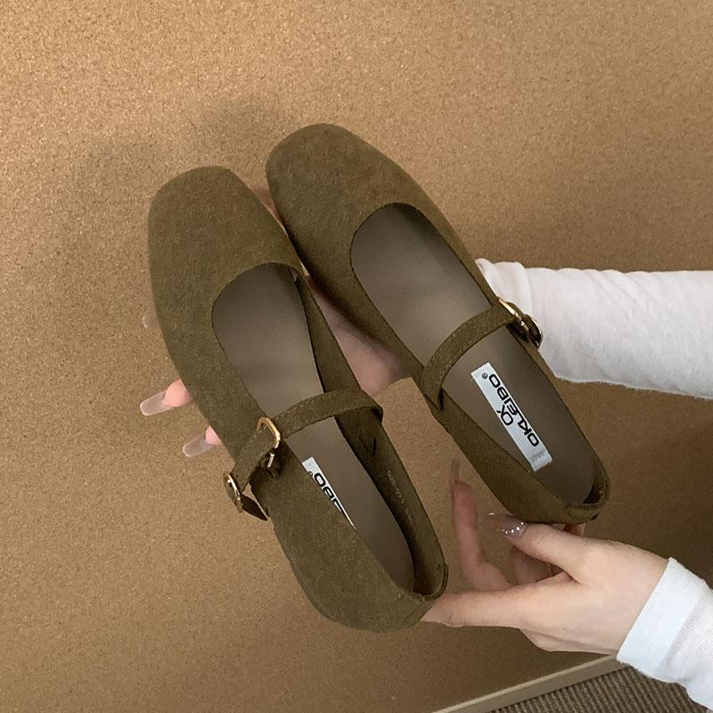 Fashion Soft Footwear Shallow Women Flats Lolita Shoes Casual Female Square Toe Fashion Buckle Strap Ladies Mary Janes Flats Shoes