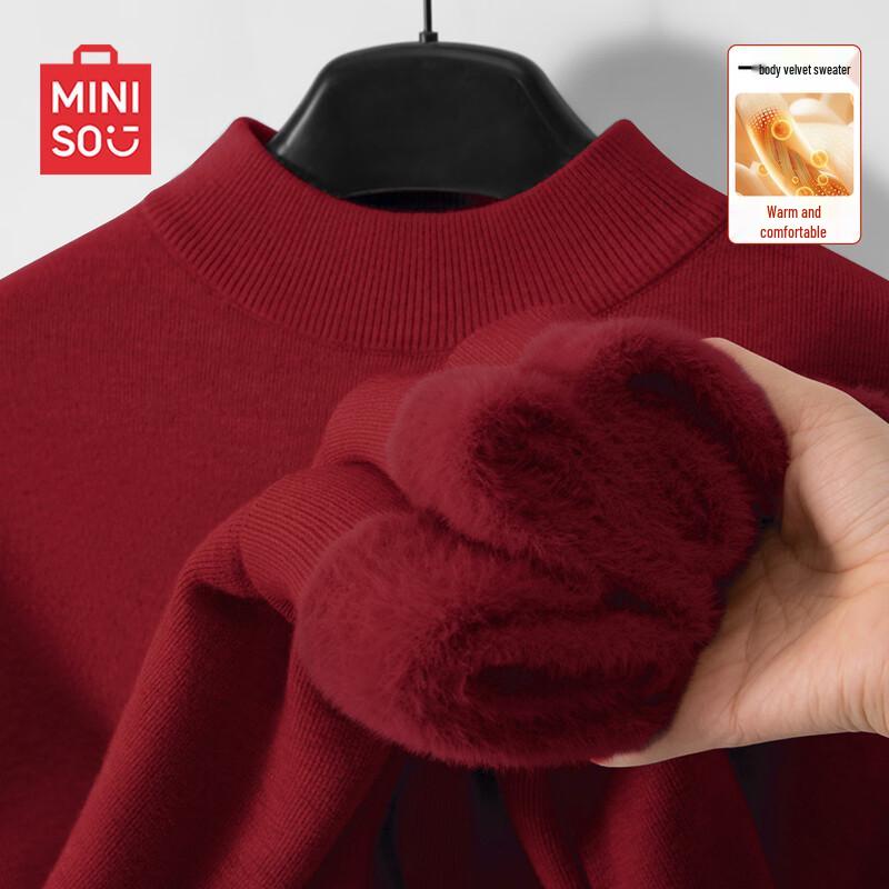 

MINISO Men s Winter Fleece-Lined Knit Sweater 3XL