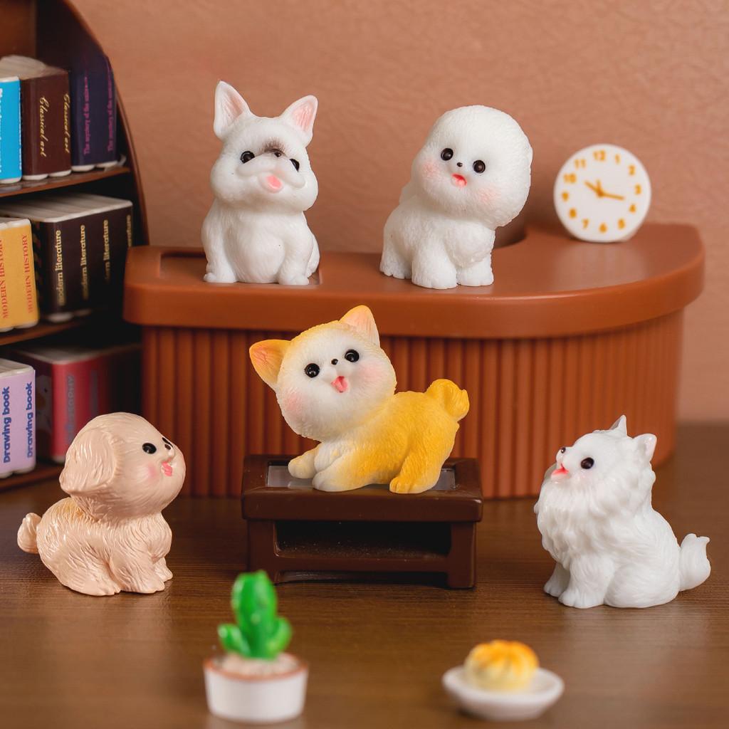 Cute Resin Dog Figurine Collection Miniature Office Desk Decor Blind Box Set