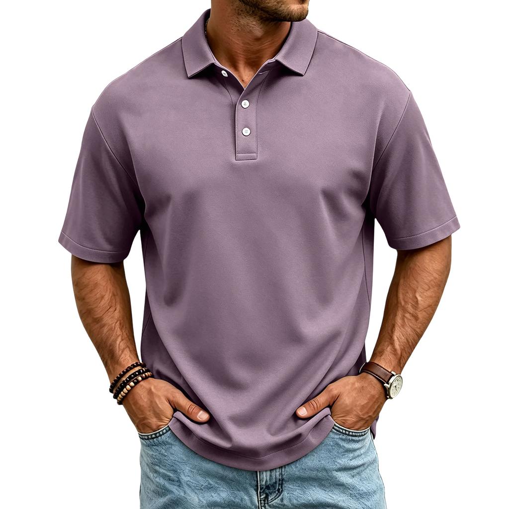 Men's Casual Quick Dry Mesh Golf Polo Shirt Short Sleeve Lightweight Breathable Classic Fit Button Down Collar Top for Sports Outdoor Activities