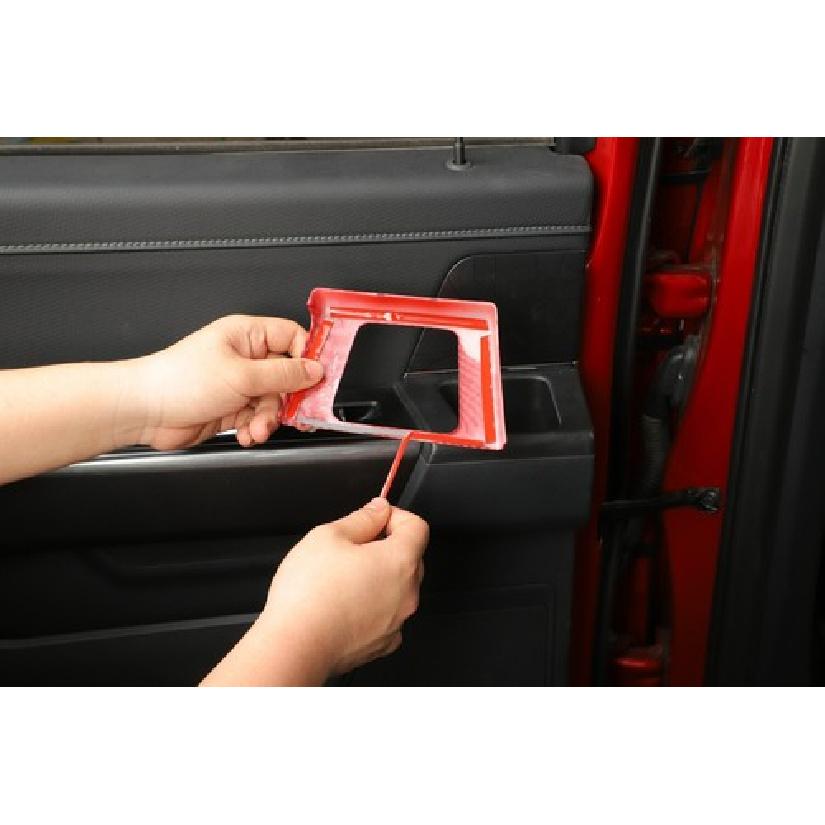 Rear Inner Door Storage Box Cover Trim Decor For Ford F150 21+ Red Carbon Fiber