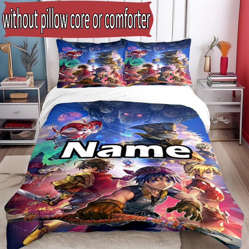 3pcs Duvet Cover Set (1*Duvet Cover + 2*Pillowcase, Without Core), Custom Name Final Fantasy Pattern Bedding Set, Home Bedroom Decor Gift