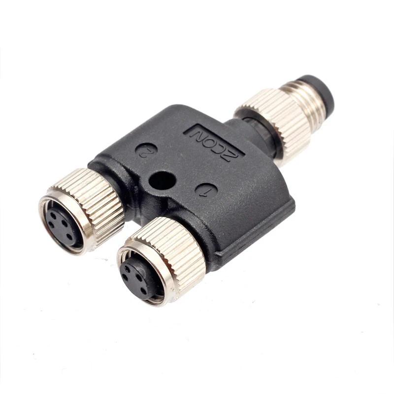 Waterproof IP67 T/Y/I Type Shape Male Female 3 4 5B 8 Pin Conversion Plug M12 To M8 Eletronic Terminal Aviator Connector Adapter