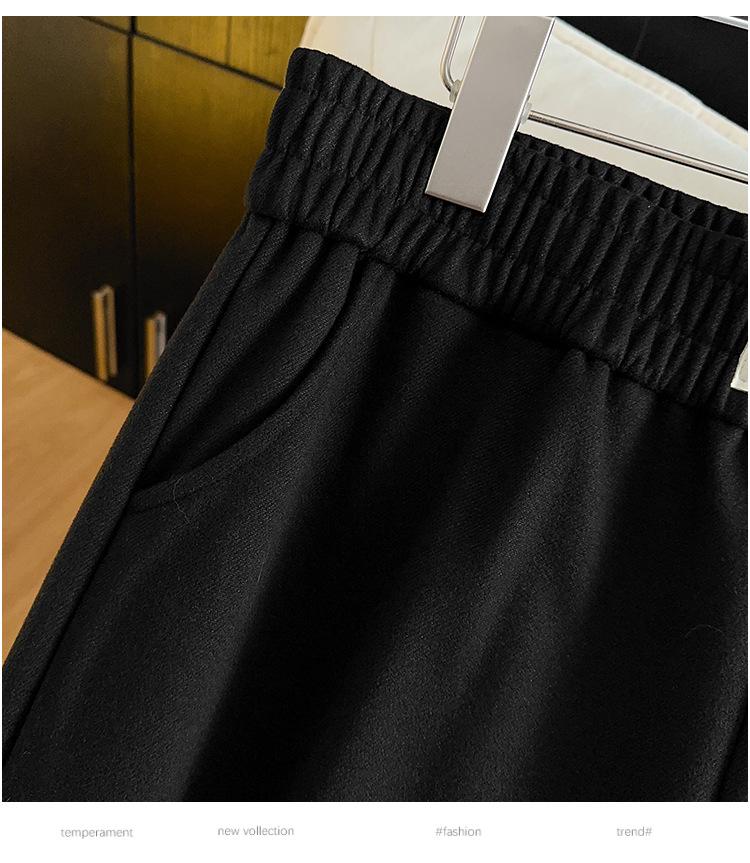 Pantalon amincissant en laine taille haute - Grande taille 200/300 Jin Jambe droite, Coupe ample, Pantalon long décontracté d'hiver pour grandes tailles