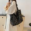 Bolso de hombro de lona con estampado de leopardo  cremallera de gran capacidad  moda versátil  bolso de hombro suave y sencillo  alta calidad