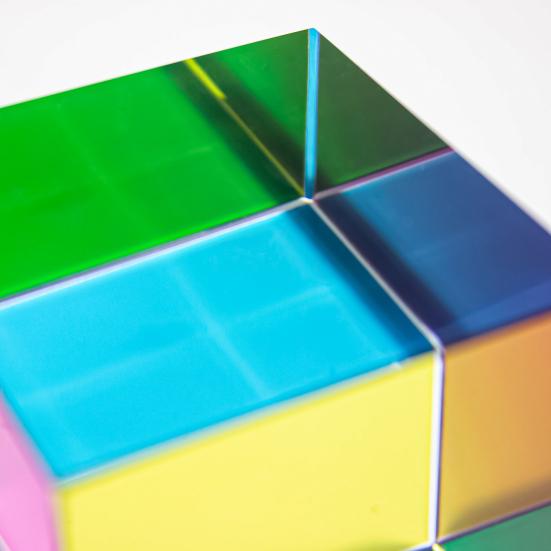 Colorful Faux Crystal Toy Cube Prism Decorative Desktop Science Light Refraction Learning Project Fun Play with