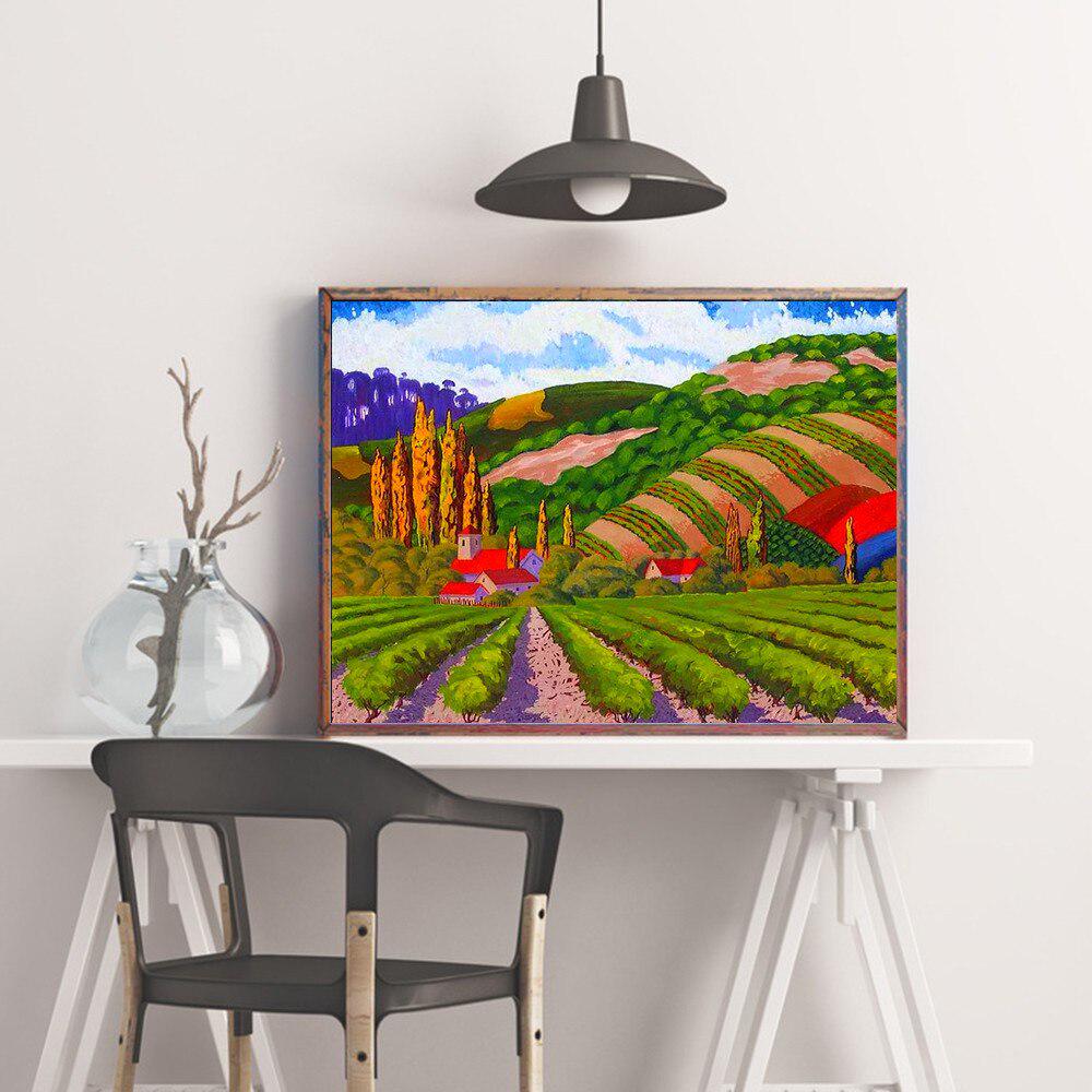 5D-Diamant-Stickerei, Kreuzstich, Landschaft, Diamant-Gemälde, Feld-Diamant