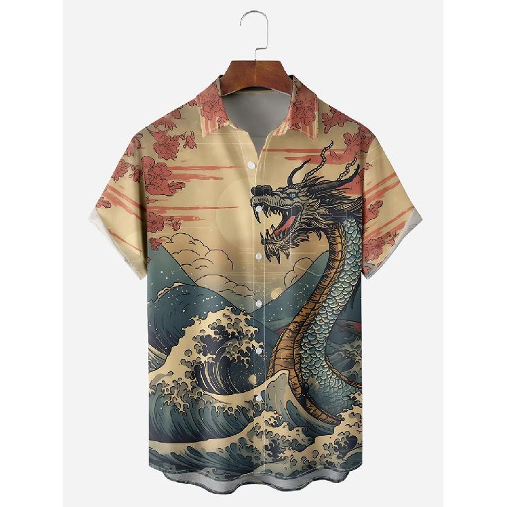 Men's short-sleeved shirt 2026 new model summer casual comfortable animal pattern shirt