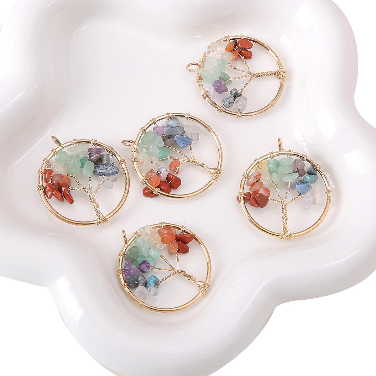 

30 мм натуральный драгоценный камень бусины подвески дерево кулон DIY ювелирные изделия ожерелье аксессуары 08