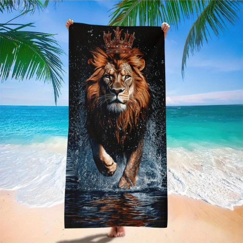 

1pc Majestic Lion Beach Scarf - Quick-Dry Highly Absorbent Luxury Bath & Towel, Lightweight Microfiber for Pool, Travel, Spa - W30*H60(CM)
