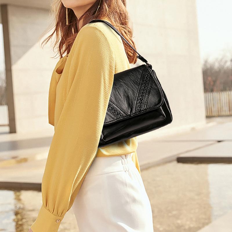 Geantă de mamă de vârstă mijlocie de mare capacitate, geantă de umăr la modă din piele moale, geantă pătrată mică retro