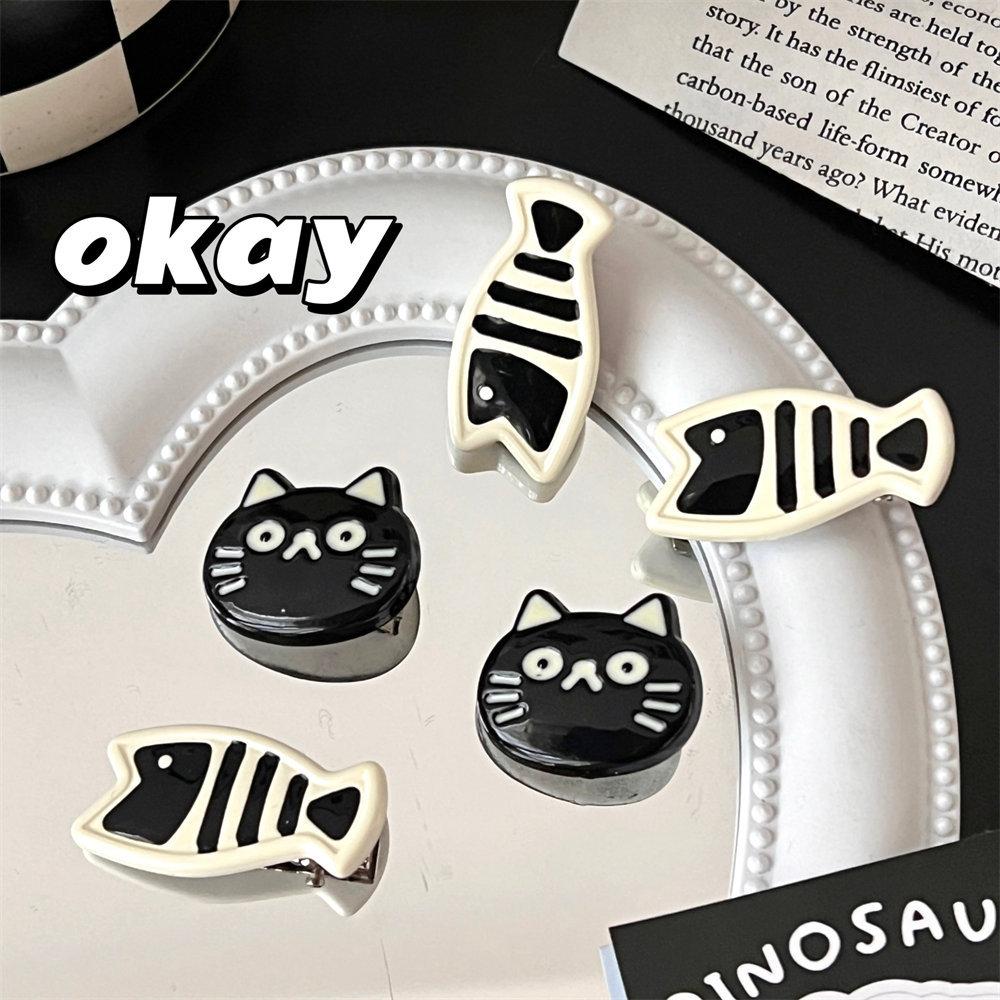 

Cartoon Cat Hair Clip Korean Style Cat Duckbill Clip Sweet Fish Hairpin Girls чорний