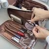 Multifunktionale Kosmetiktasche für Damen aus PU-Leder, großes Fassungsvermögen, tragbar, mit Doppelreißverschluss, Reise-Aufbewahrungstasche für Make-up-Pinsel und Toilettenartikel