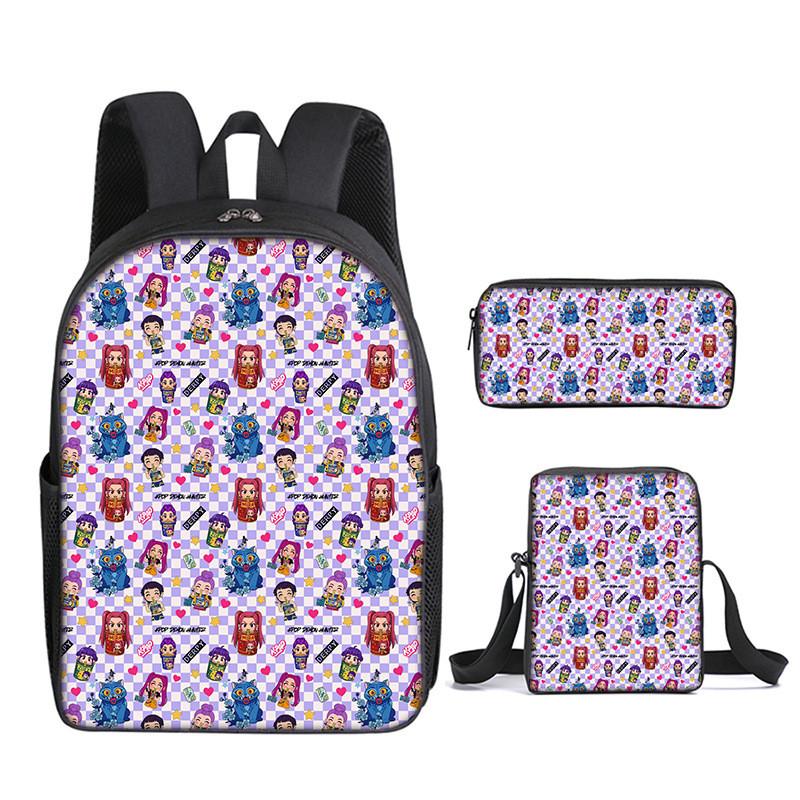 Kpop Demon Hunters School Backpack Set With Oxford Fabric And Air Cushion Straps For Students
