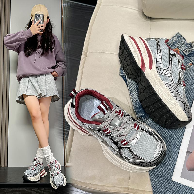 Paris platform dad shoes new spring and autumn breathable mesh heightening casual sports shoes single shoes
