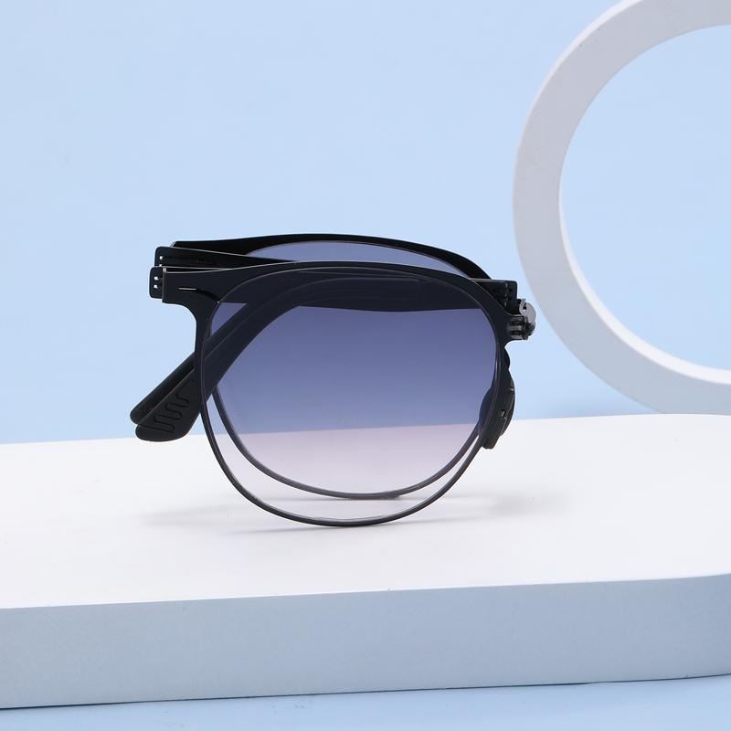 BY8105 Foldable Metal Square Frame Sunglasses for Women Retro Korean Style with European and American Driving Trend