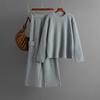 Fashion Round Neck Loose Knit Set For Women's Autumn And Winter Casual Style Wide Leg Pants Two-piece Set