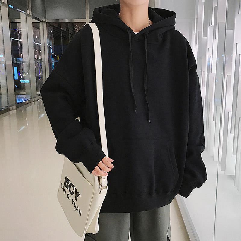 2026 New Autumn and Winter Heavyweight Hooded Sweatshirt Men Loose Oversize Solid Color Korean Style Street Fashion Jacket Top